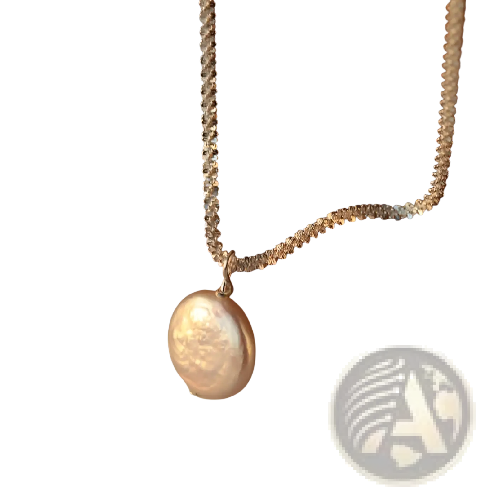 Sterling silver baroque pearl starry sky necklace with a delicate silver chain and single off-white freshwater pearl pendant