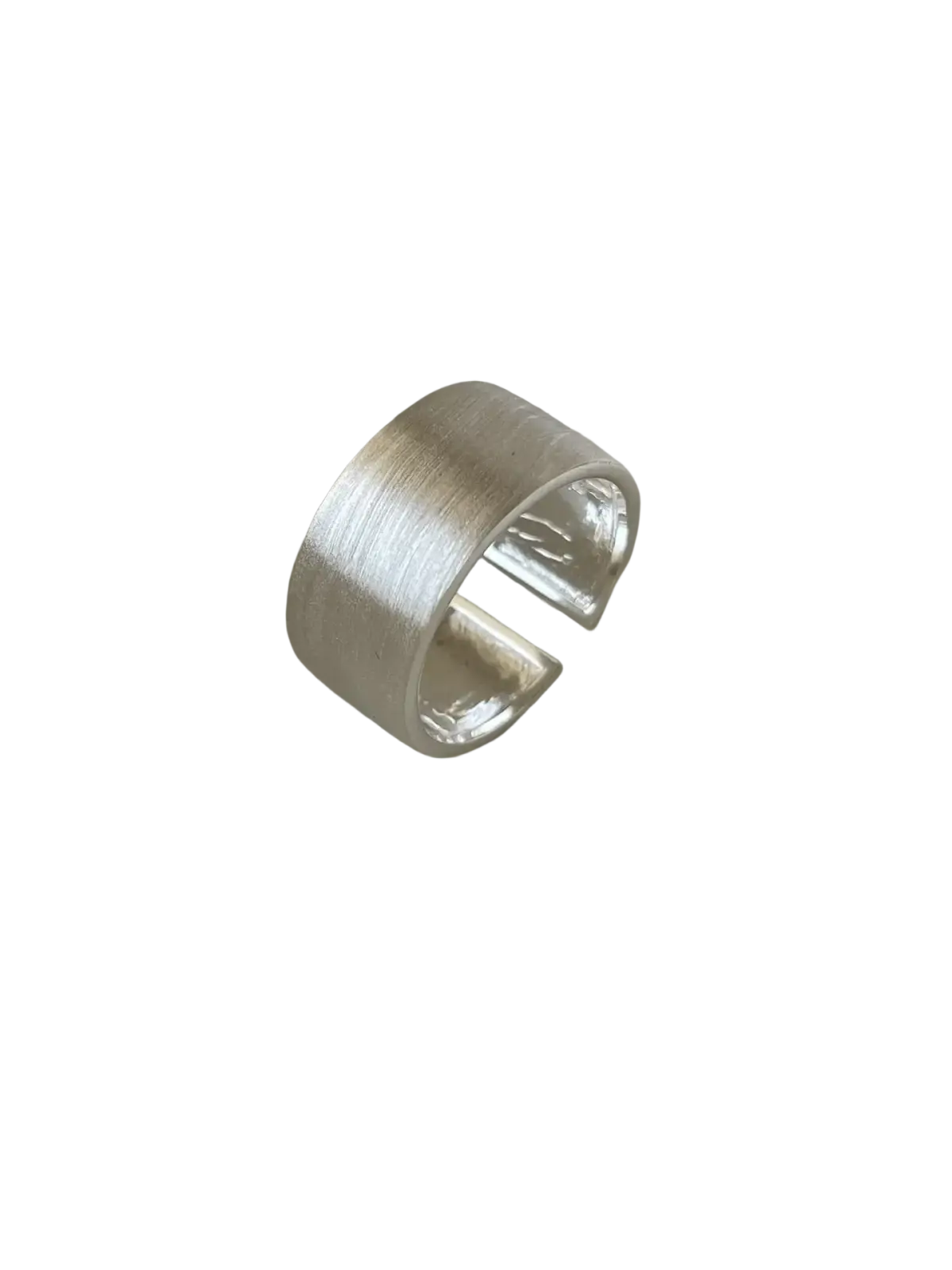 Sterling silver beaded open ring for women with a sleek brushed silver modern open design