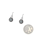 Sterling silver black spinel dangle earrings with a central clear crystal surrounded by black crystals