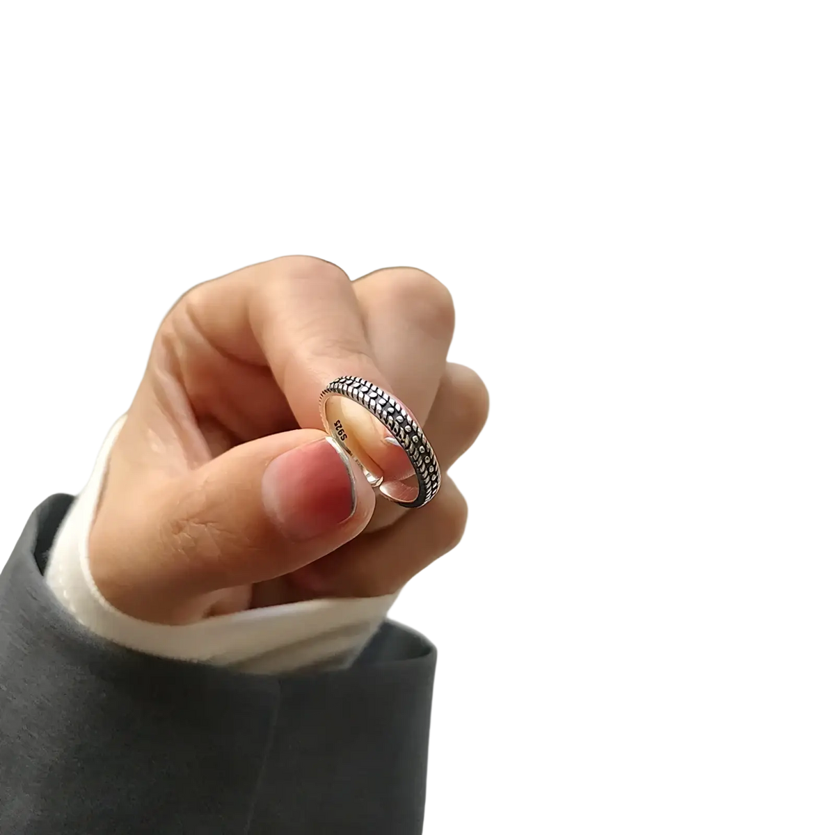 Sterling silver braided toe ring featuring a delicate band with an intricate textured pattern