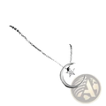 Sterling silver crescent moon pendant necklace with a sparkling star charm in polished silver finish