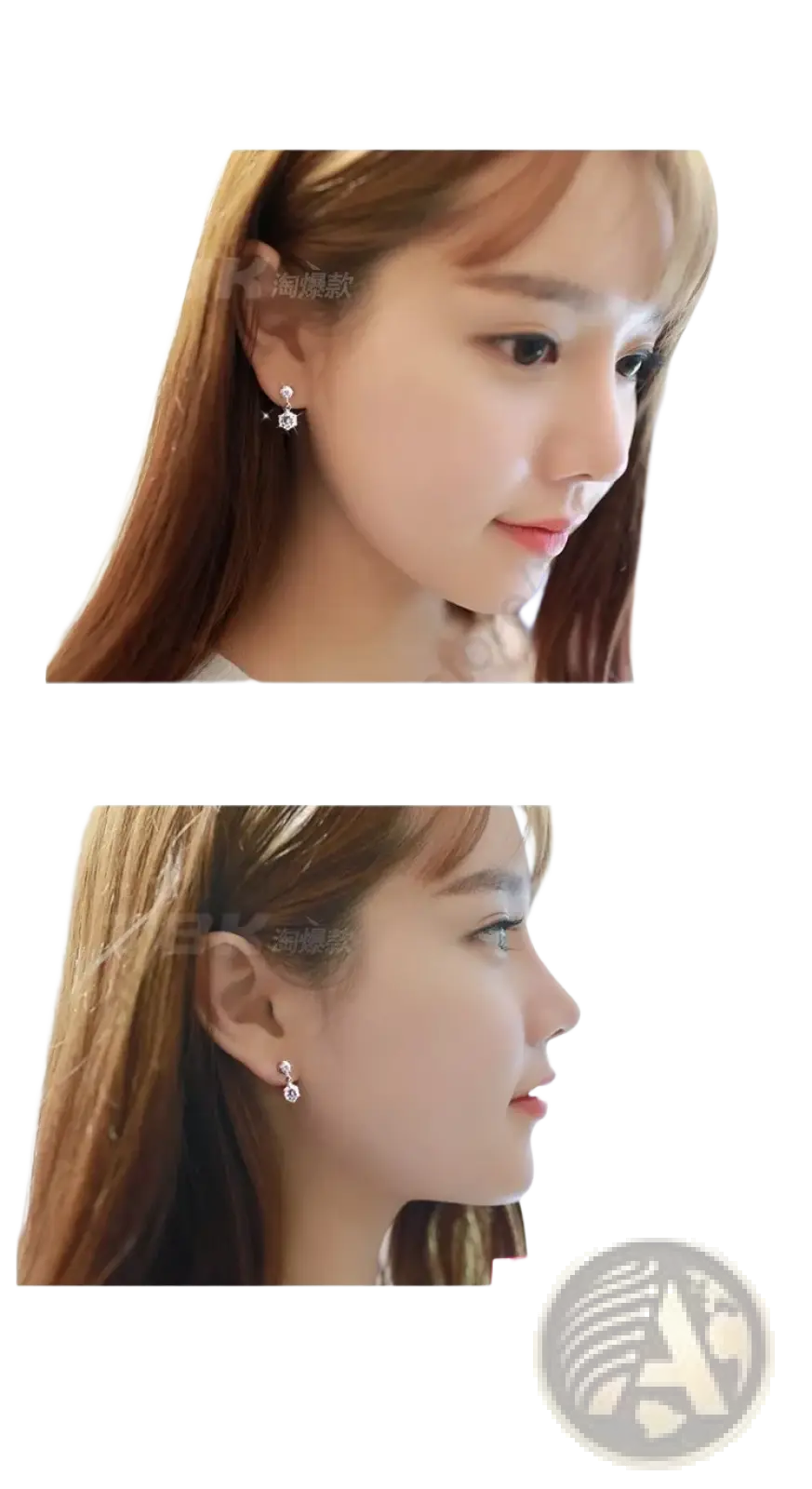 Sterling silver cubic zirconia bridal stud earrings with delicate diamond-like center and small dangling crystals