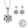 Sterling silver cubic zirconia bridal jewelry set with silver-toned necklace and matching drop earrings featuring clear stones