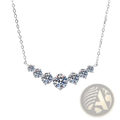 Sterling silver curved zircon pendant necklace with a delicate row of sparkling round-cut stones in s925 silver