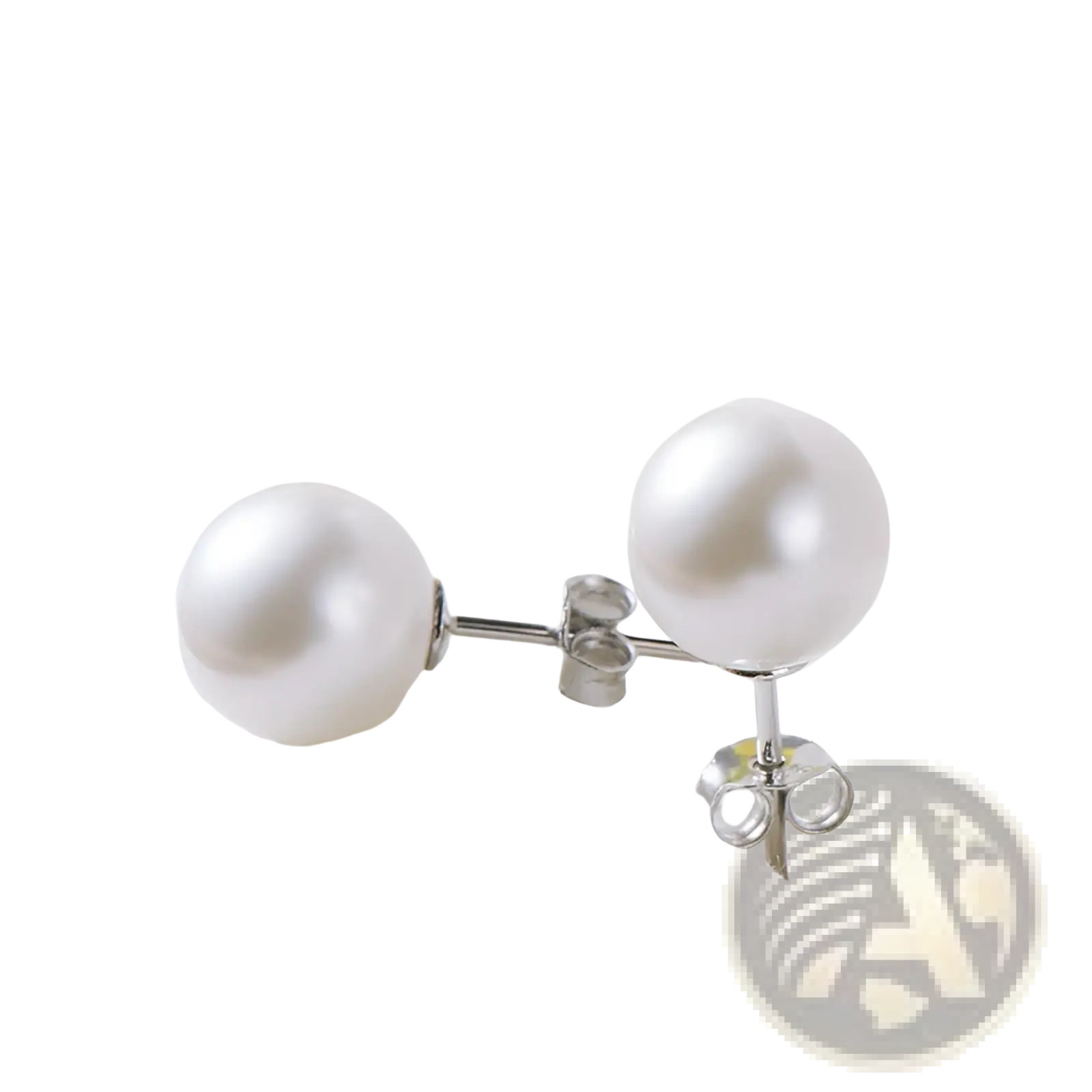 Sterling silver freshwater pearl stud earrings featuring classic white pearls with silver-toned posts and butterfly backings