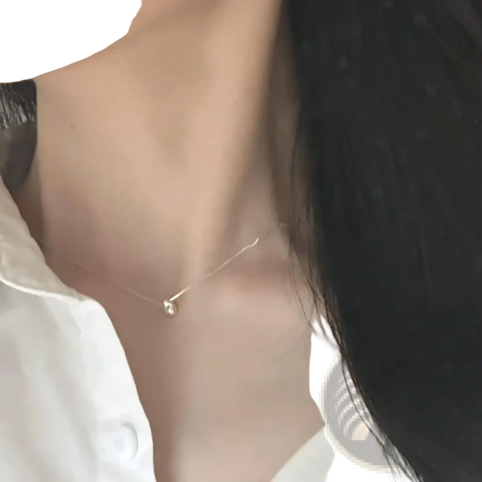 Sterling silver geometric pendant necklace featuring a gold-toned delicate chain with a small pearl pendant