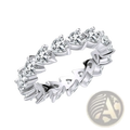 Anziw sterling silver heart eternity ring with a continuous row of heart-shaped clear gemstones in an intricate design