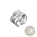 A sleek silver 925 sterling silver interwoven adjustable ring featuring a modern spiral design
