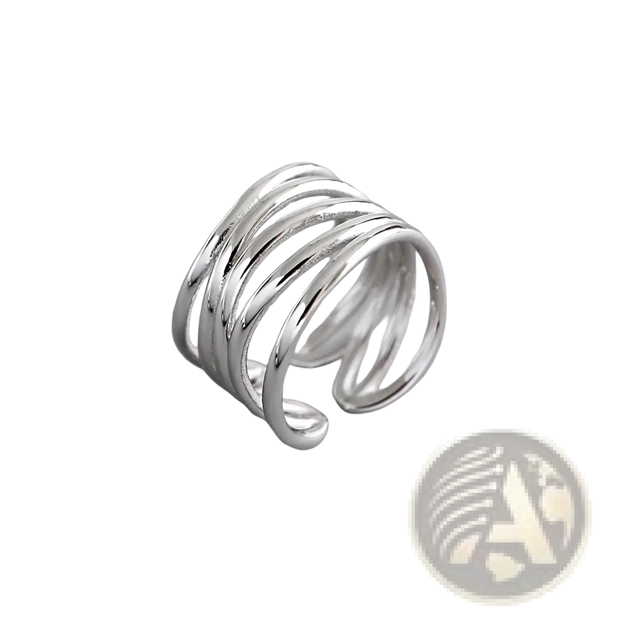 A sleek silver 925 sterling silver interwoven adjustable ring featuring a modern spiral design