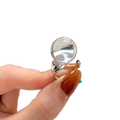 Sterling silver rings featuring a minimalist circular magnifying glass with amber resin base for women couple minimalist style