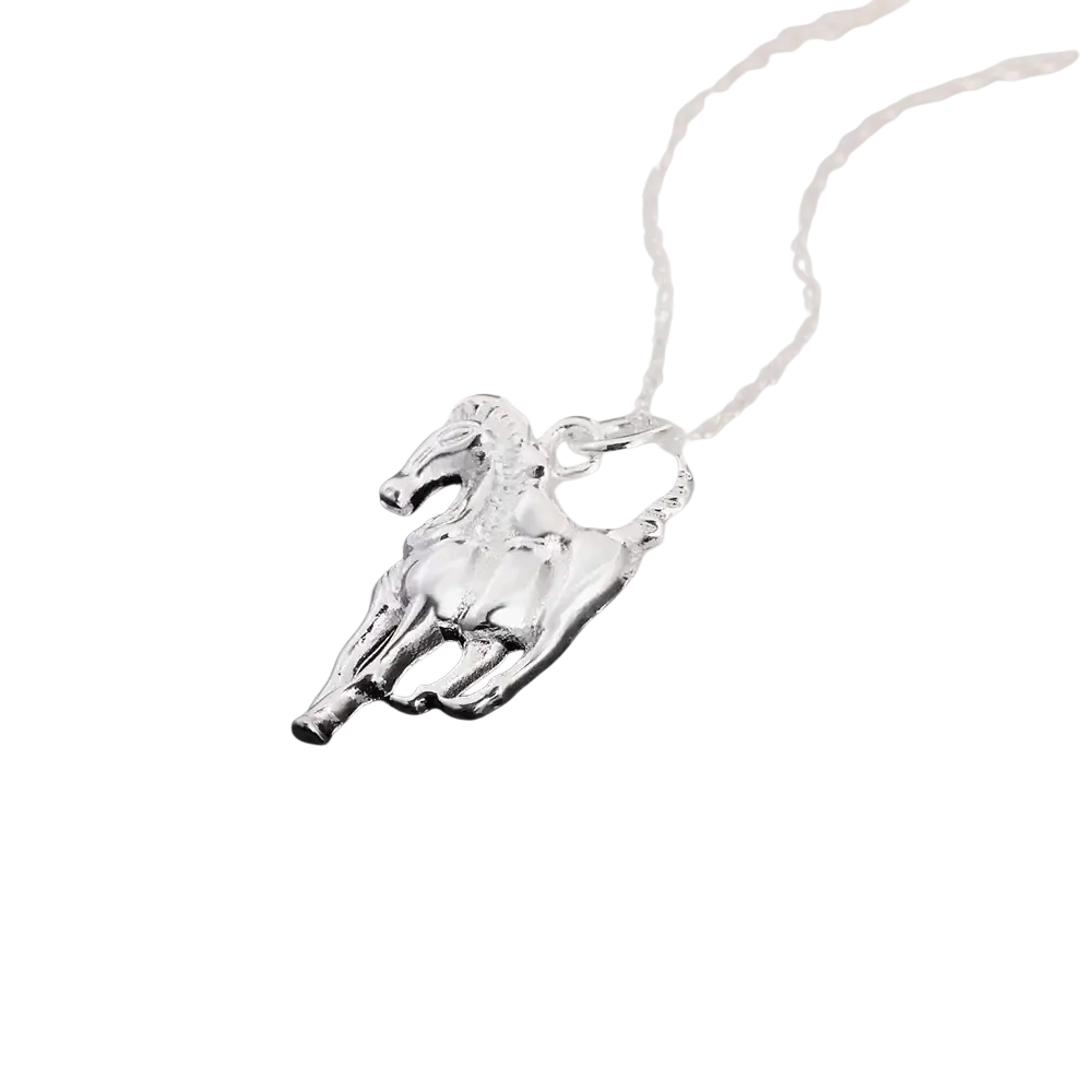 Sterling silver necklace horse pendant with intricate detailing and delicate chain for women luxury wedding accessory