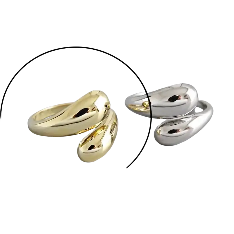 Sterling silver open ring for women in gold color with sleek wrap-around design and smooth polished finish