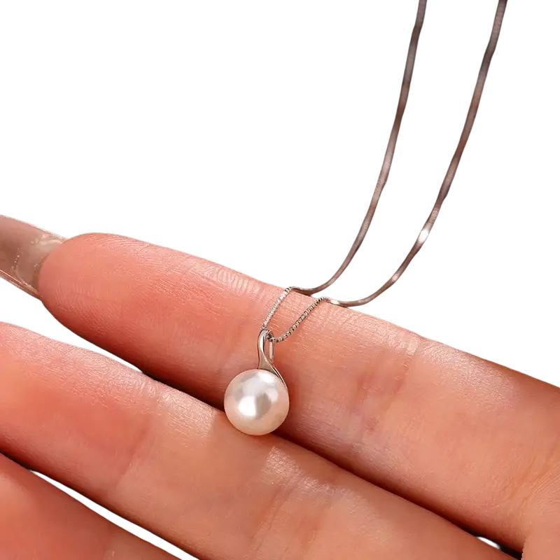 Sterling silver pearl pendant necklace for women featuring a delicate chain with a single white pearl pendant