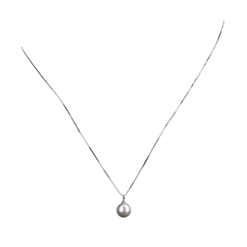 Sterling silver pearl pendant necklace for women featuring a delicate silver chain and a single white pearl pendant