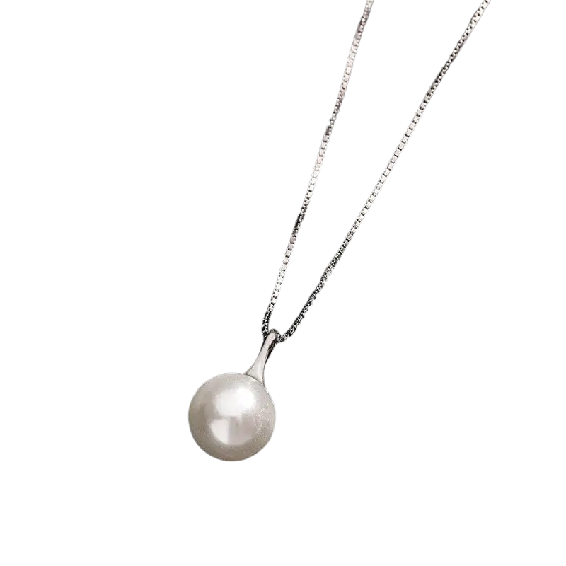 Sterling silver pearl pendant necklace for women featuring a delicate silver chain and a lustrous white pearl