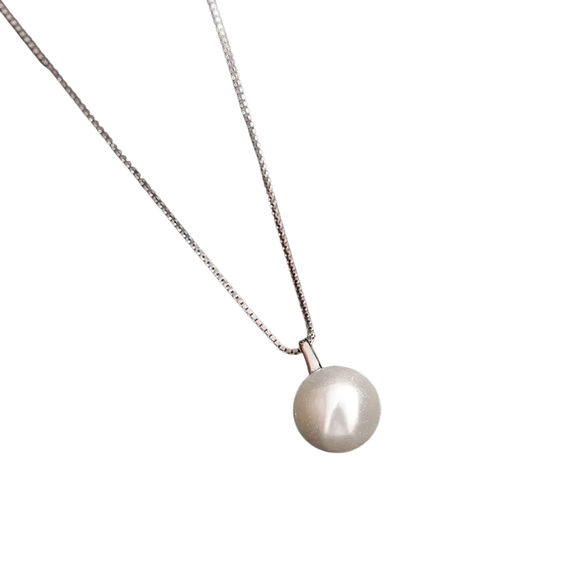 Sterling silver pearl pendant necklace for women featuring a delicate silver chain and a single white pearl pendant