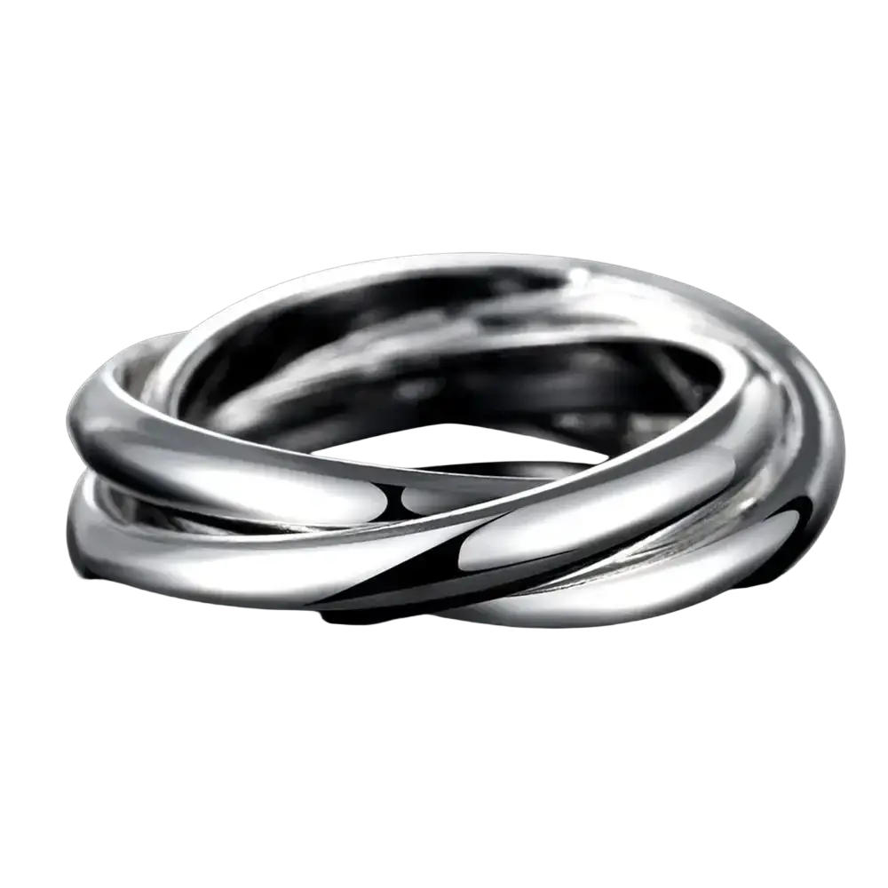 A sleek sterling silver rings women simple three circles design with polished metallic finish and smooth flowing curves