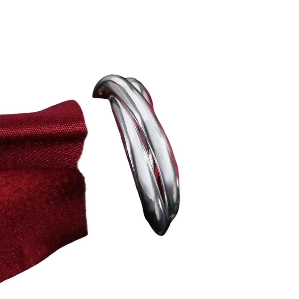 A sleek sterling silver rings women simple three circles triple-strand ring with a polished metallic finish