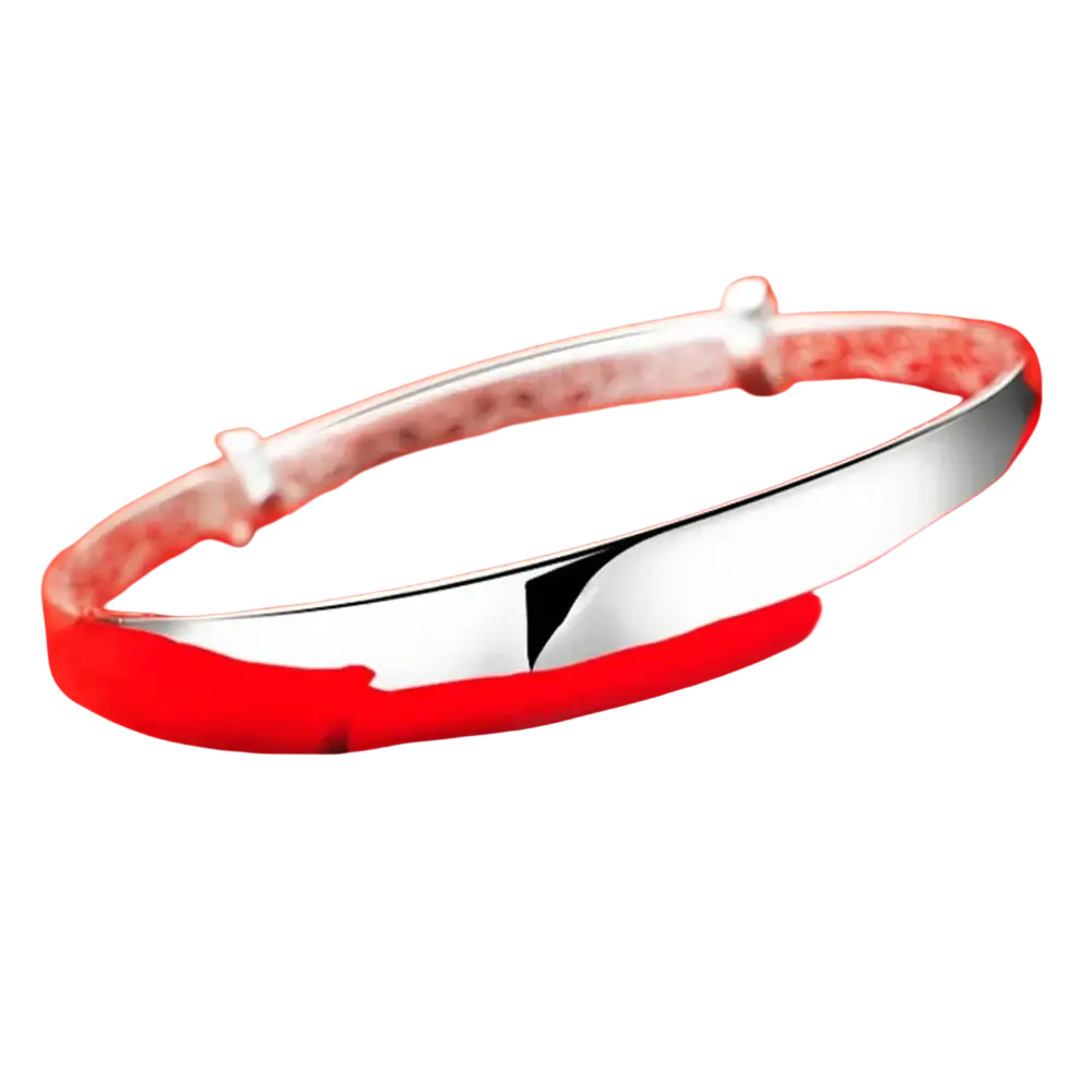 Sterling silver round bangle bracelet for women with a sleek silver polished surface and angular cutout design