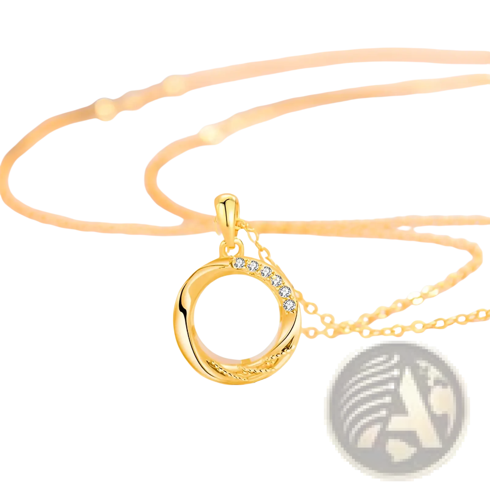 Sterling silver round freshwater pearl pendant necklace with gold-toned twisted band and small diamond accents