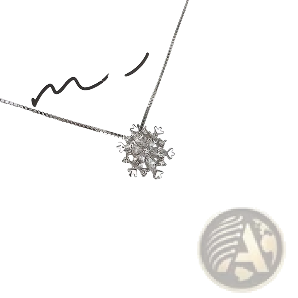 Sterling silver snowflake pendant necklace set with delicate design sparkling crystal accents and fine chain by yameli