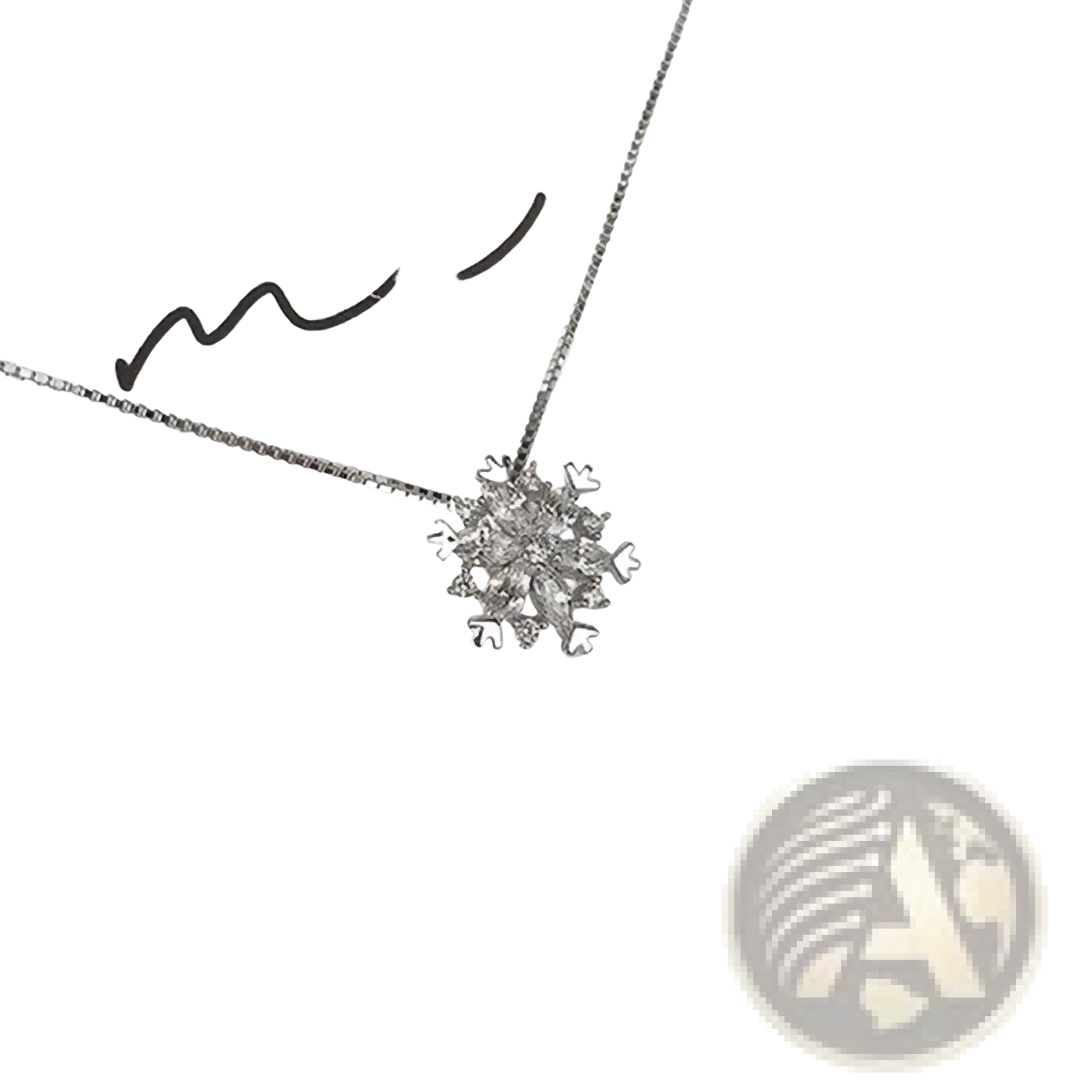 Sterling silver snowflake pendant necklace set with delicate design sparkling crystal accents and fine chain by yameli
