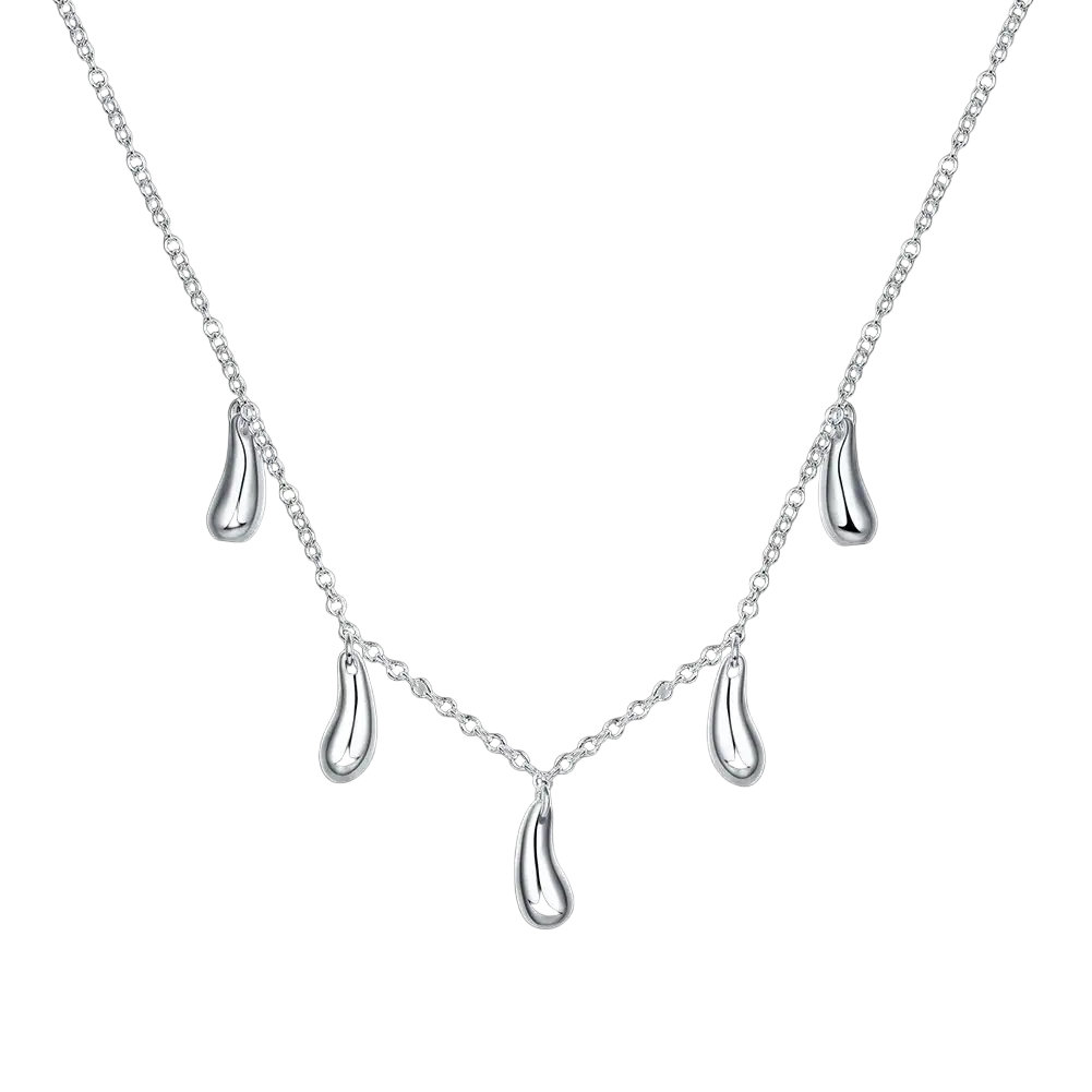Sterling silver teardrop pendant necklace with a delicate chain in trendy style for daily wear