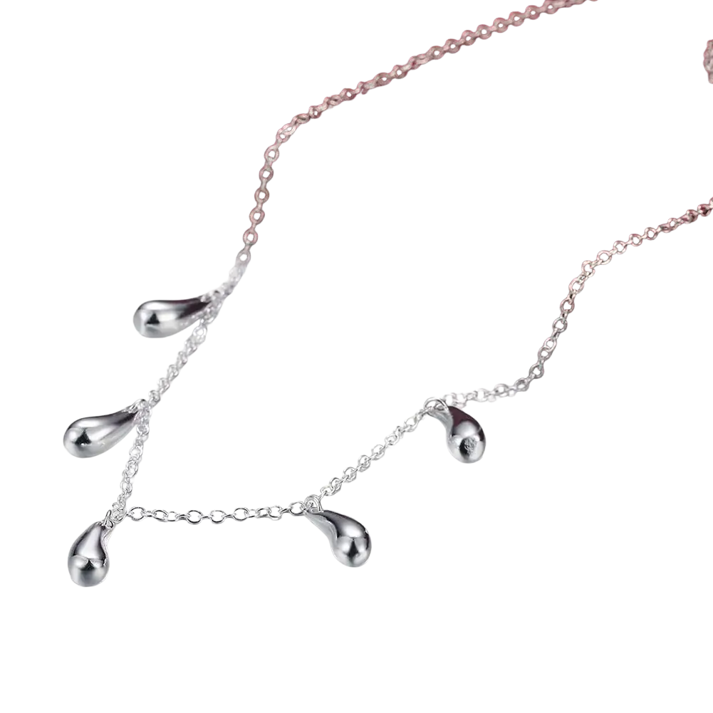 Sterling silver teardrop pendant necklace with delicate chain in trendy style for elegant daily wear