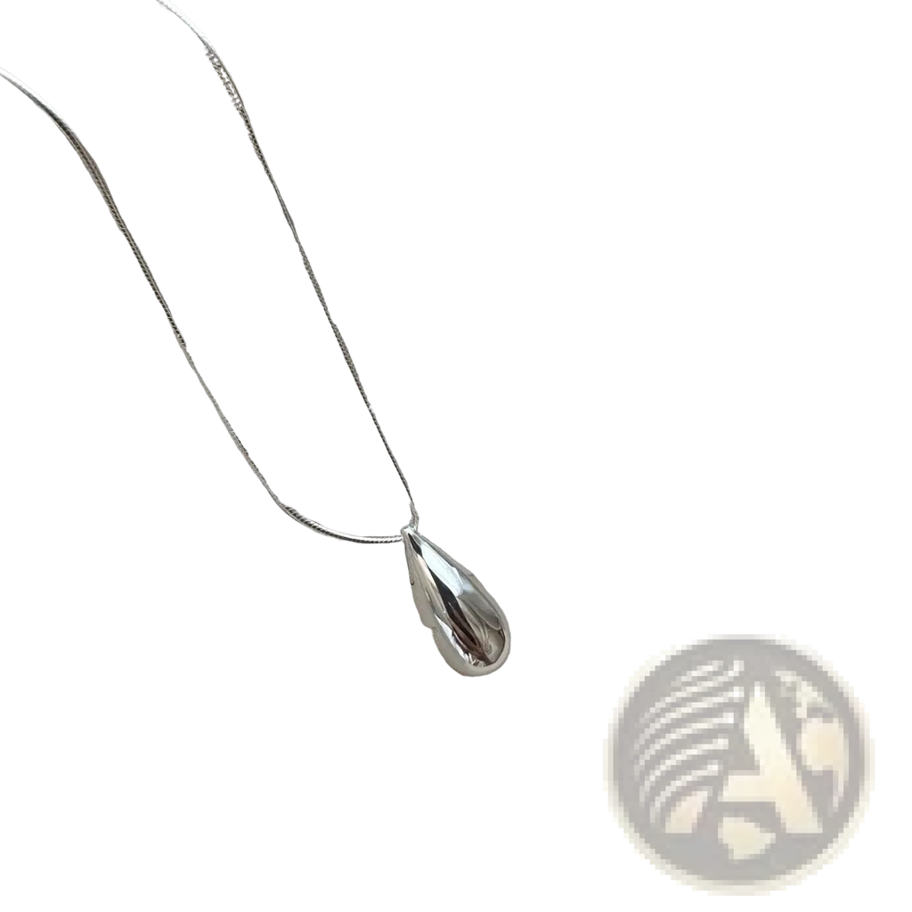Sterling silver teardrop necklace with sleek polished finish and delicate chain fine jewelry accessory