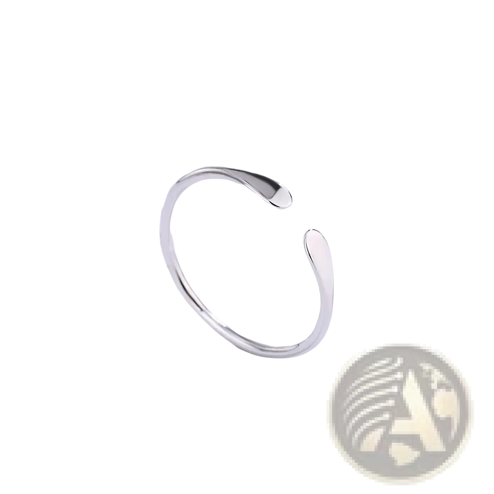 Sterling silver teardrop stackable ring with a sleek, minimalist open design featuring smooth tapered curved ends