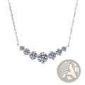 Sterling silver zircon curve pendant necklace with a delicate curved row of sparkling round-cut stones