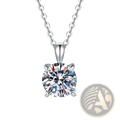 Sterling silver zircon pendant necklace featuring a sparkling 3-carat round-cut stone on a sleek silver chain