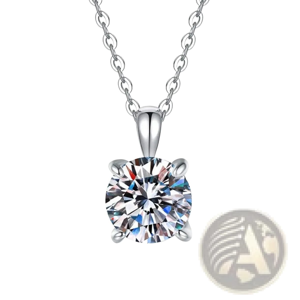 Sterling silver zircon pendant necklace featuring a sparkling 3-carat round-cut stone on a sleek silver chain