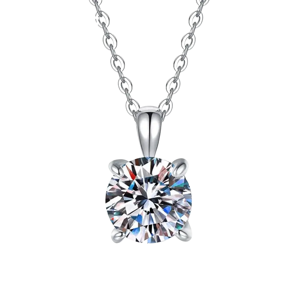Sterling silver zircon pendant necklace featuring a sparkling round-cut zircon in a sleek silver setting on a chain