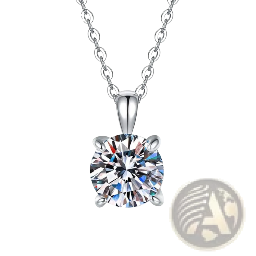 Sterling silver zircon pendant necklace featuring a sparkling round-cut zircon in a sleek silver setting on a chain