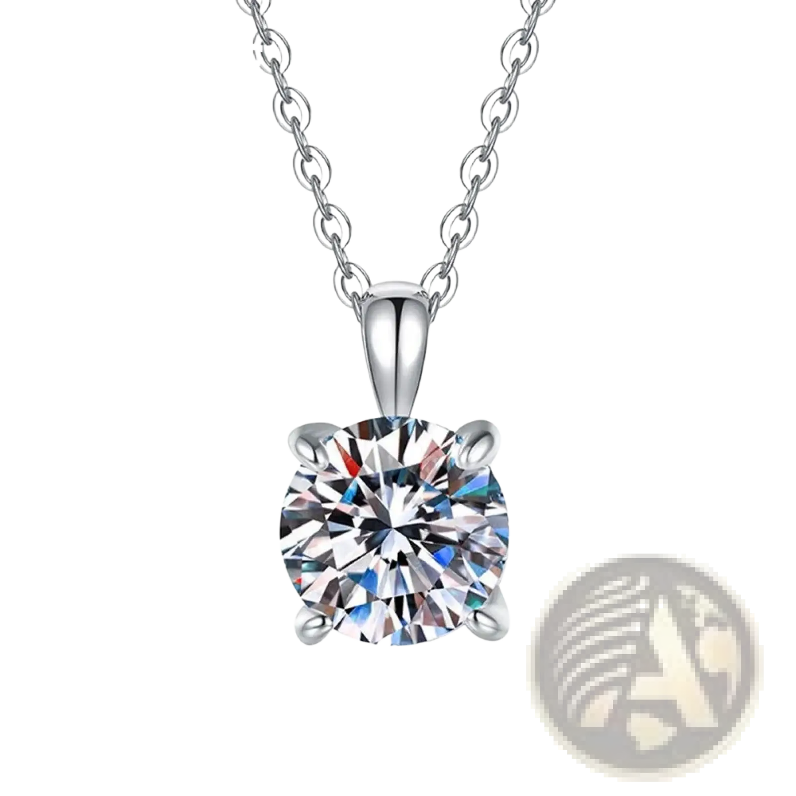Sterling silver zircon pendant necklace featuring a sparkling round-cut zircon in a sleek silver setting on a chain
