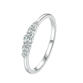 Sterling silver zircon ring for women with a sleek silver band featuring five round-cut clear gemstones in prong setting