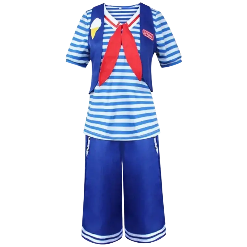 Blue and white striped sailor-style cosplay costume with red neckerchief and ice cream patch for steve harrington china mainland