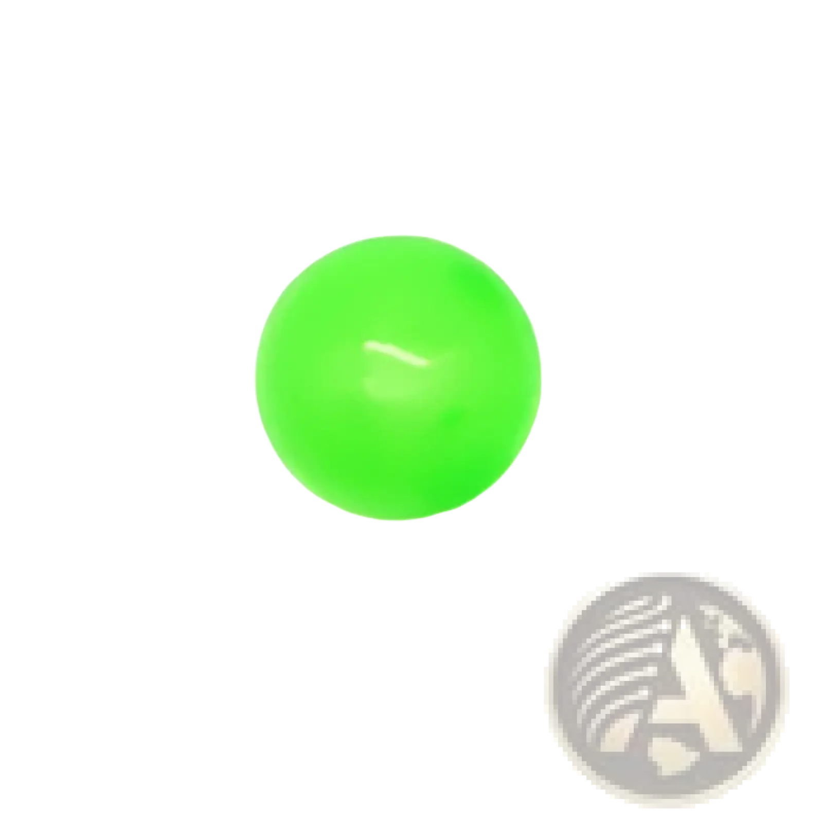 A bright neon green glossy spherical bead sticky wall ball stress relief glow squash toy for sensory play