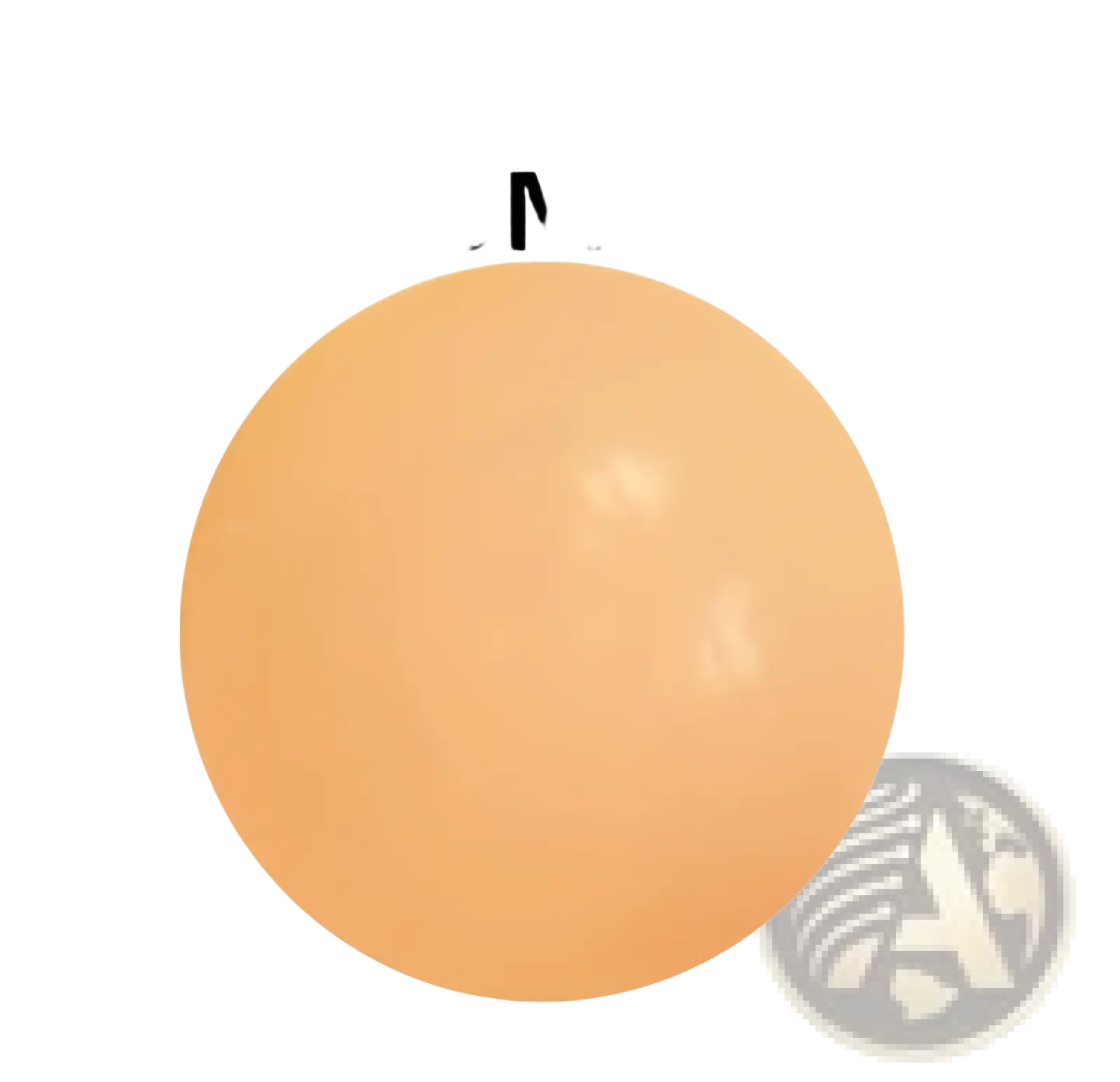 A smooth peach-colored noctilucen 45mm sphere sticky wall ball stress relief glow squash toy with glossy finish