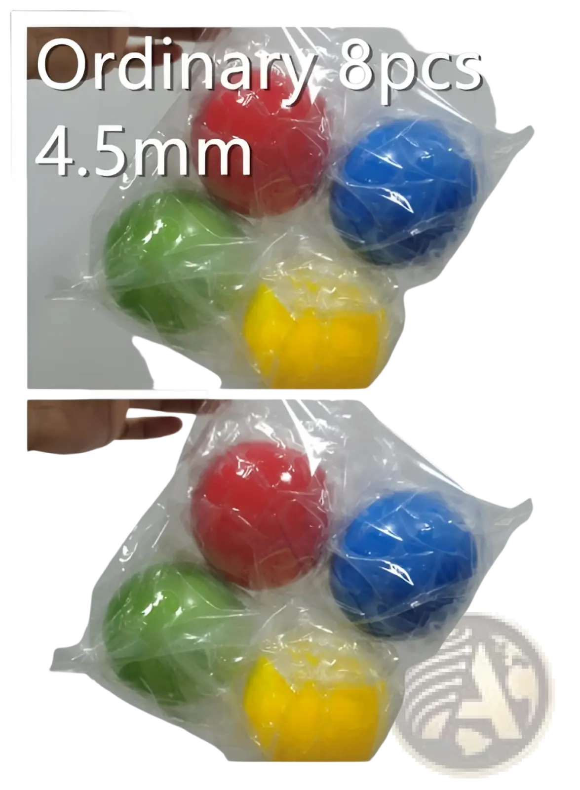 Set of four colorful sticky wall ball stress relief glow squash toys in red blue green and yellow plastic packaging