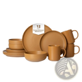 Tan ceramic stoneware dinnerware set with minimalist design and matte glaze finish for three people 12 pieces