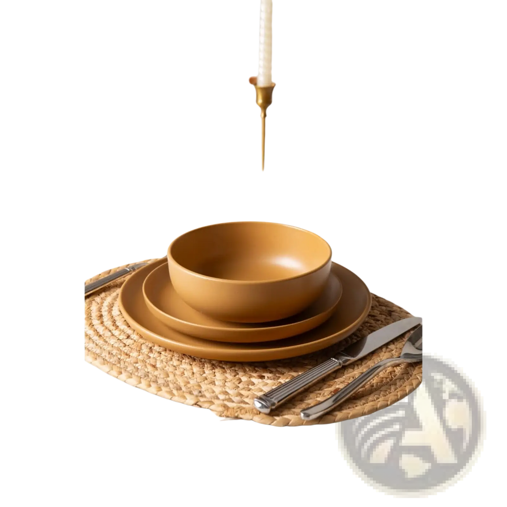 Warm terracotta stoneware ceramic bowl with smooth matte finish from 12 piece matte glaze dinnerware set for three