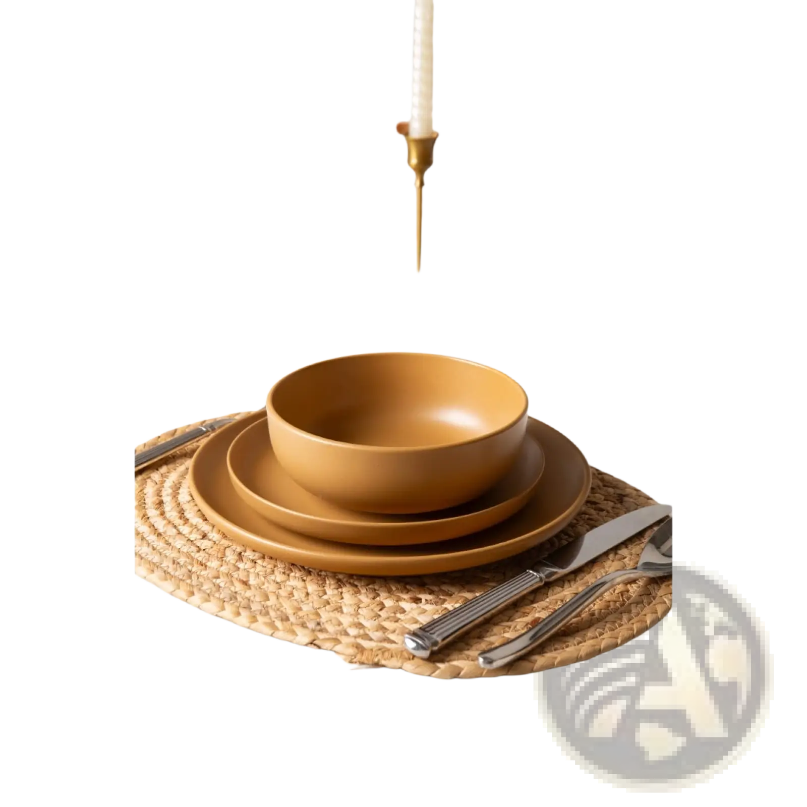 Warm terracotta stoneware ceramic bowl with smooth matte finish from 12 piece matte glaze dinnerware set for three