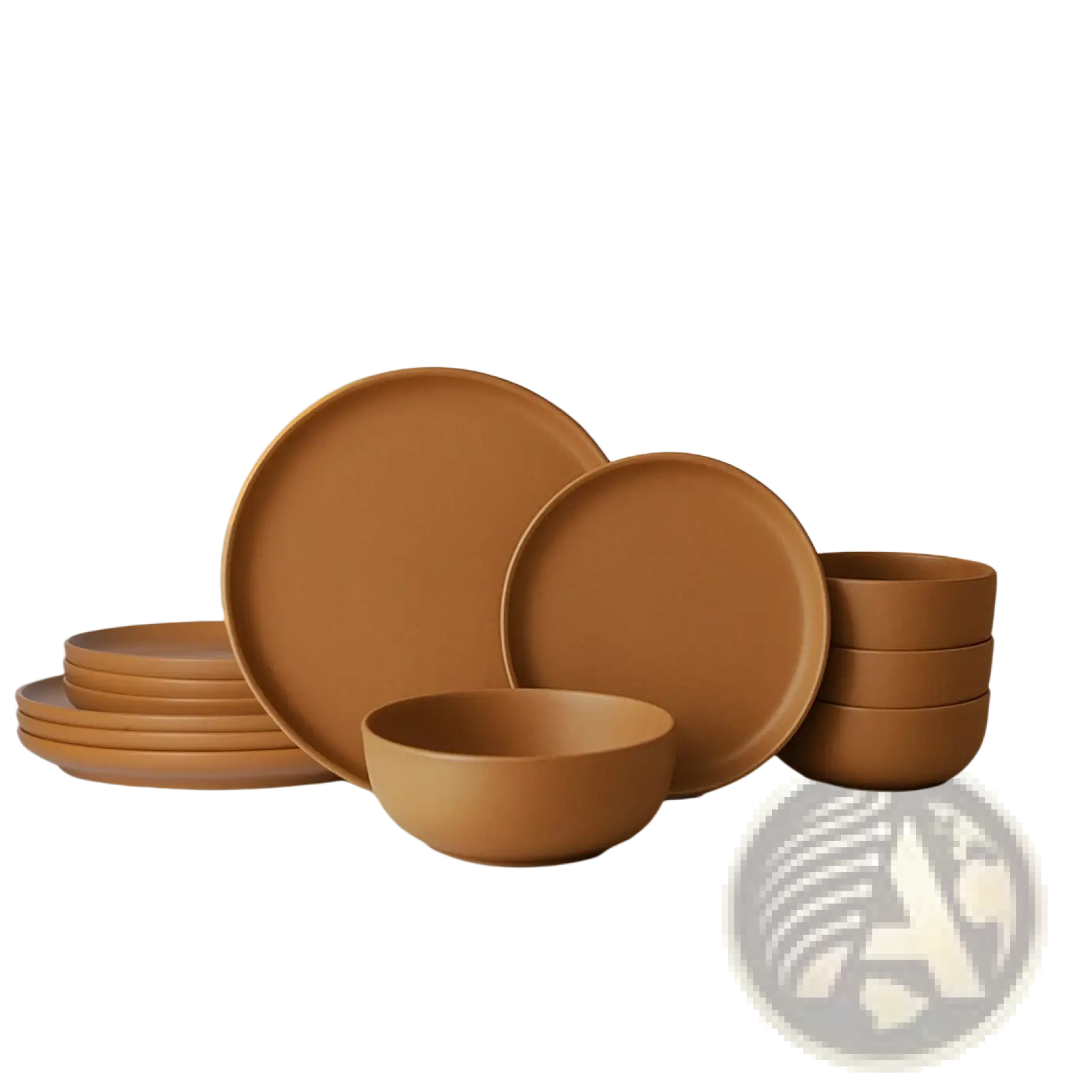 Stoneware dinnerware set 12 piece matte glaze with warm terracotta earthenware plates and bowls for four people