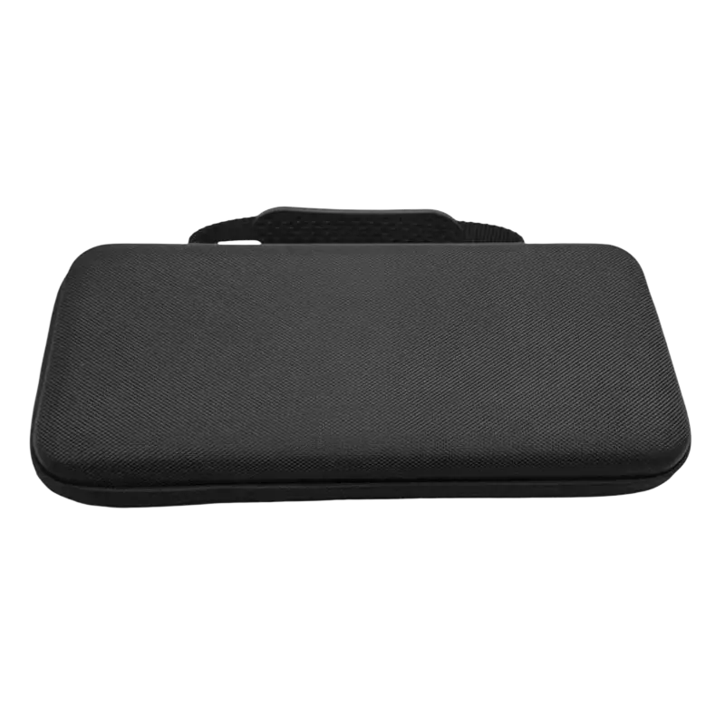 Black textured hard-shell storage bag with fabric handle for Asus rog ally Eva hard case carrying protection