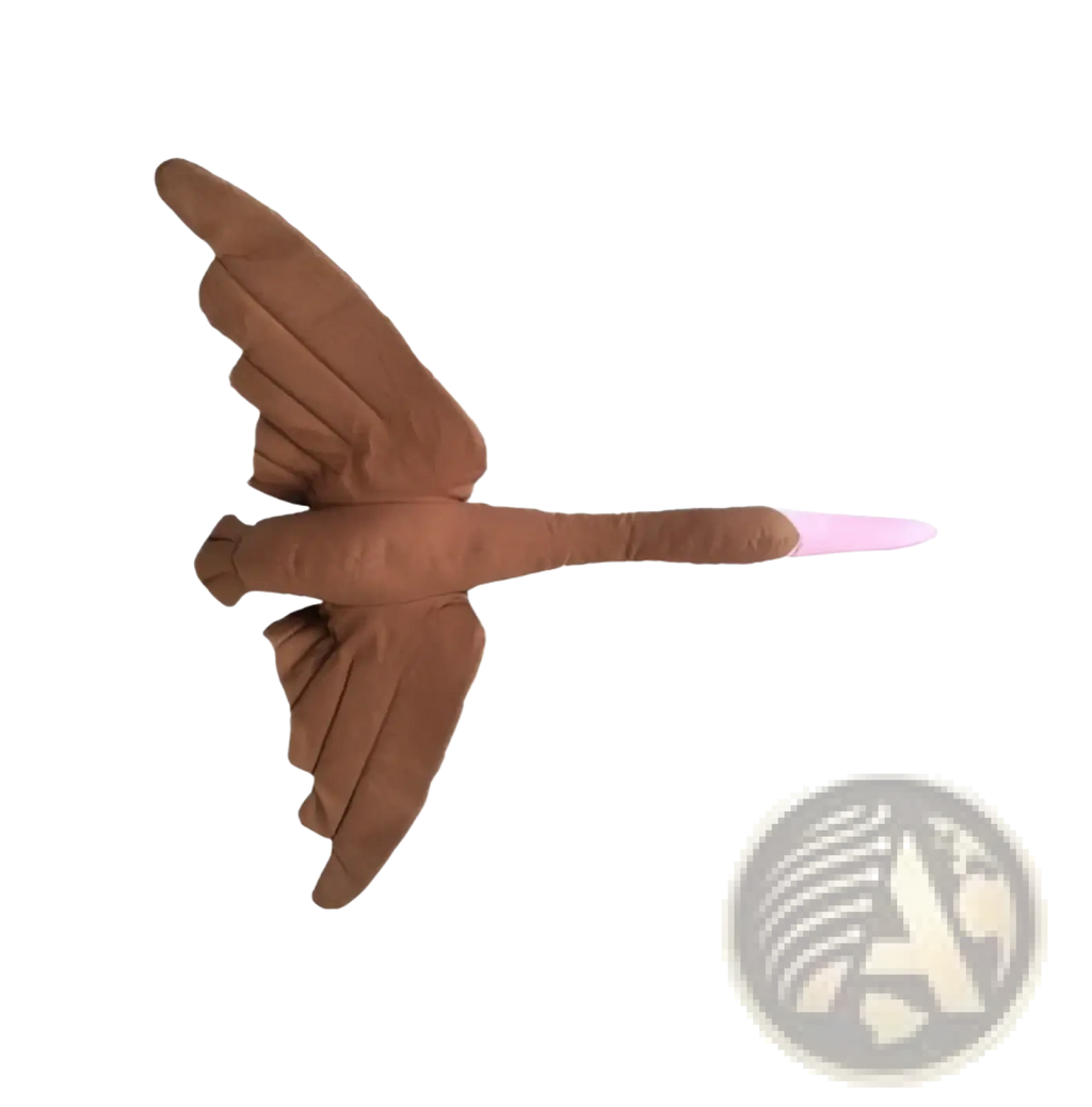 Brown plush bird toy with pink beak designed as a stork plush toy white swan animal pillow soft and cuddly