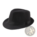 Black straw fedora sun hat with textured woven fabric crown and smooth black ribbon band for unisex summer use