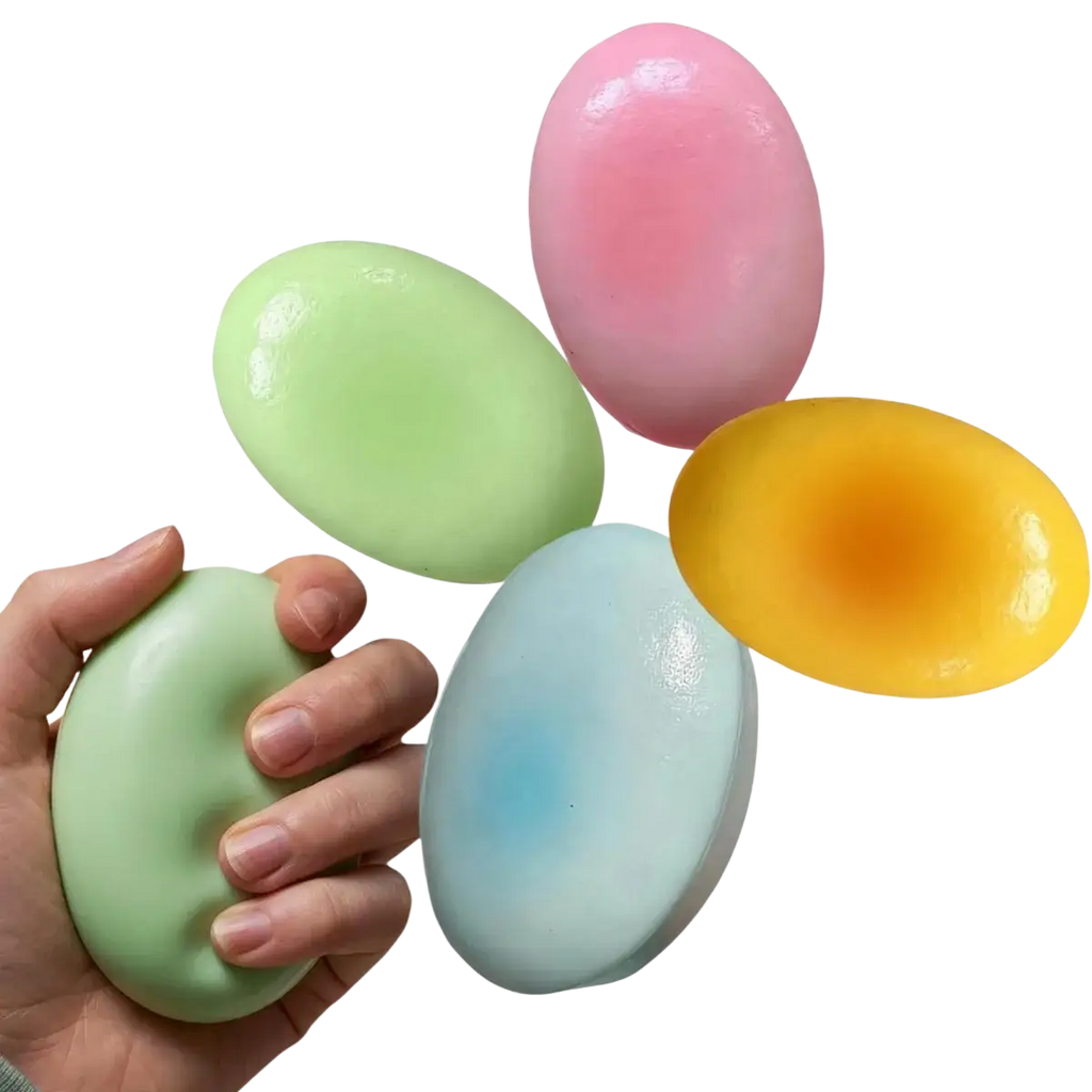 Pastel-colored oval silicone stress relief slow rising cheese cake squishy toy for calming sensory play