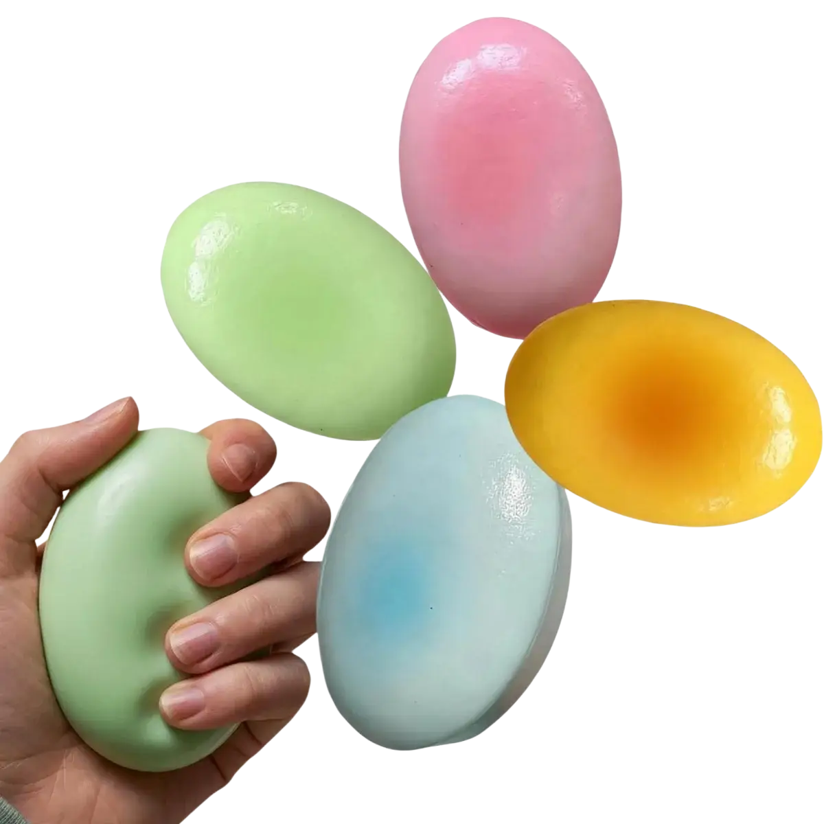 Pastel-colored oval silicone stress relief slow rising cheese cake squishy toy for calming sensory play